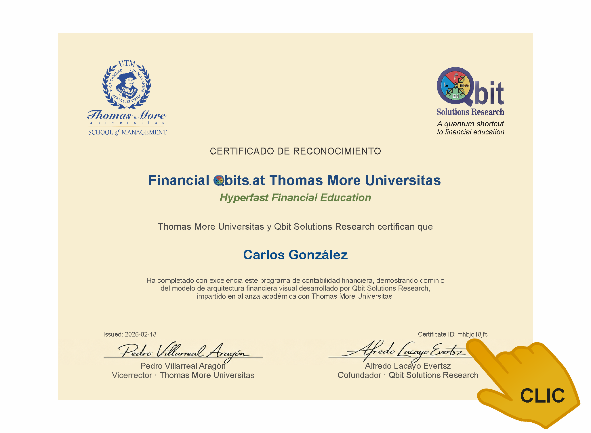 Certificado Financial Qbits — Ir al formulario de registro